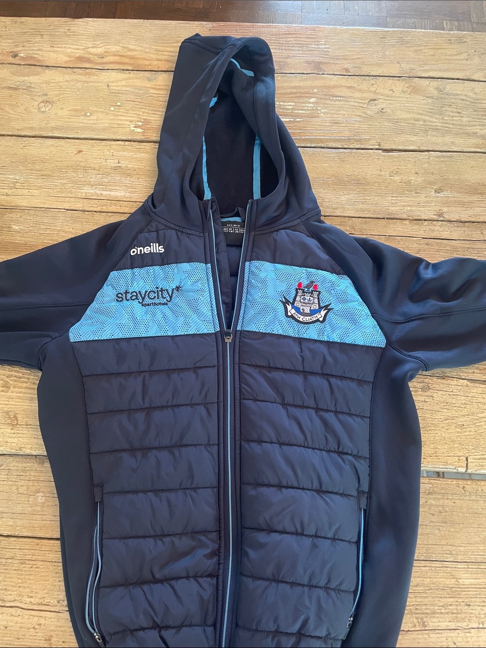 O'Neills Dublin Navy & Light Blue Hooded Quilted Jacket